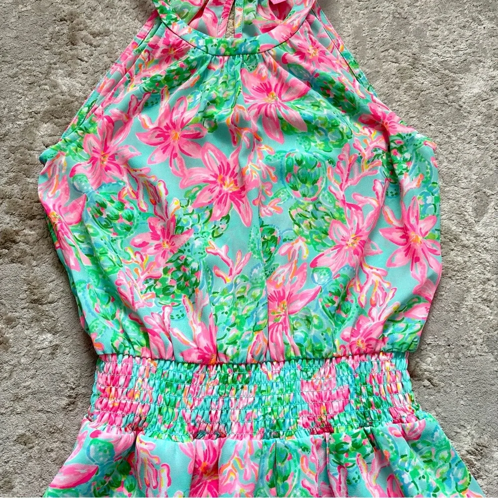 Lilly Pulitzer Pamelyn Flutter Halter Vibrant Colorful Floral Mini Dress Size 00 - Picture 10 of 15